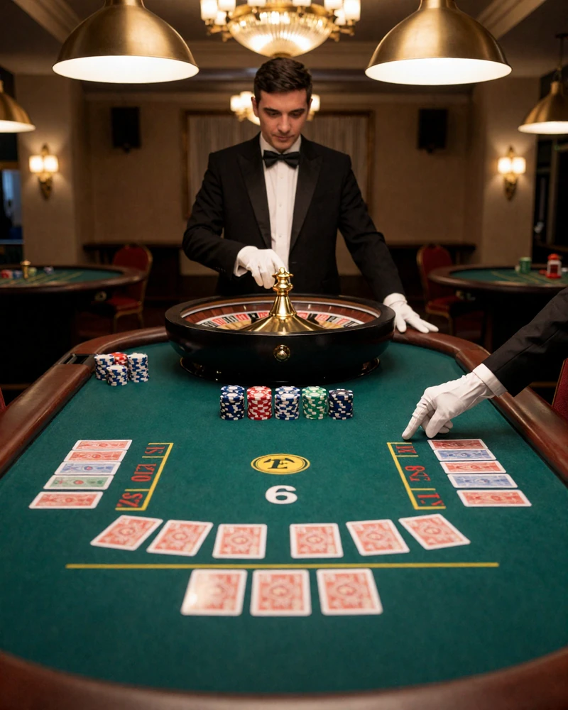 Profesjonalny stół do gier w kasynie z krupierem